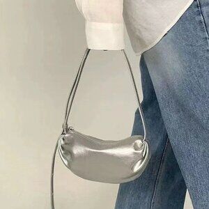 Metallic Half-moon Shaped Shoulder Bag